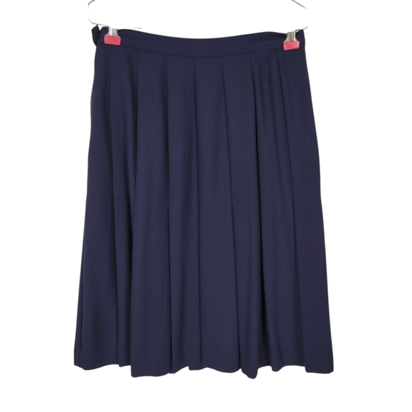 Kasper ASL Skirt Suit Size 6P Navy Longer Length 3 Button Blazer Pleated Petite - Picture 6 of 9